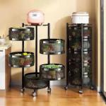 Kitchen Rotating Shelf 360 Degree Baskets – Multi-function Vegetable and Fruit Storage Rack with Wheels