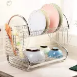 2 Layer Kitchen Dish Rack – Stainless Steel Dish Organizer