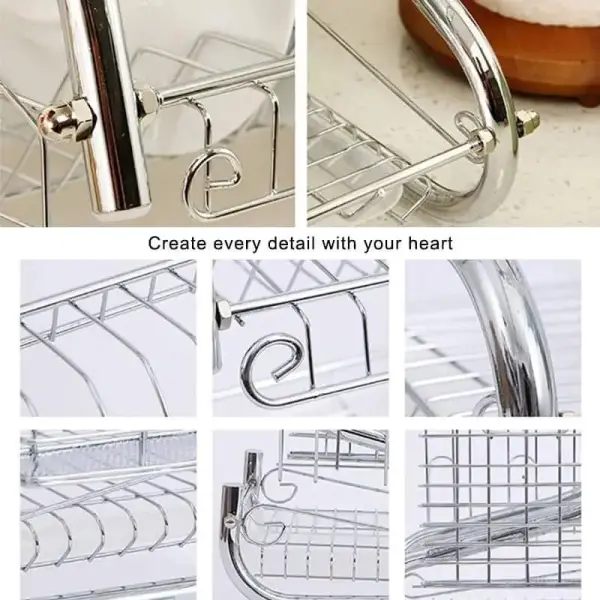 2 Layer Kitchen Dish Rack – Stainless Steel Dish Organizer