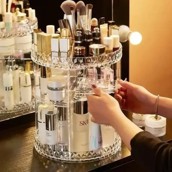 360 Degree Rotating Cosmetic Organizer – Acrylic Makeup Organizer for Effortless Access